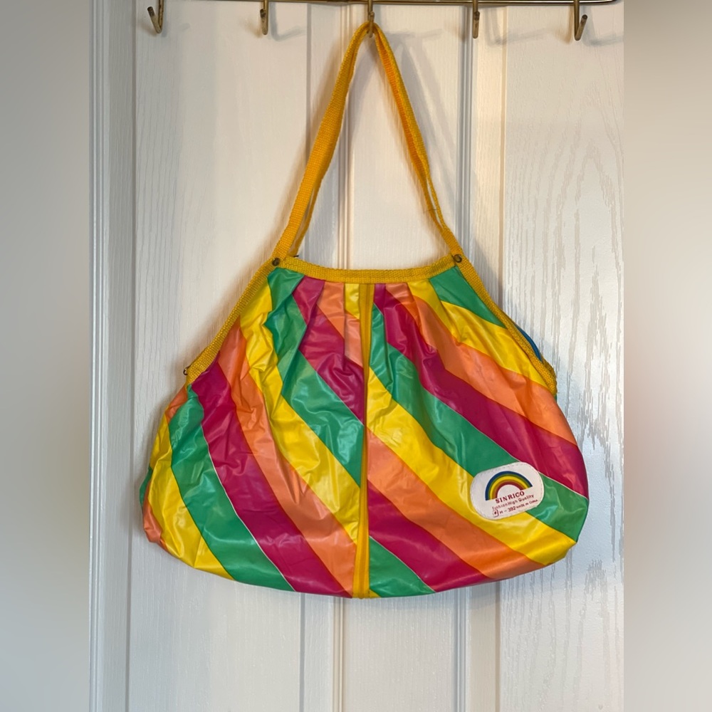 Rainbow Sinrico Vinyl Parachute Bag/Purse, Beach Bag, Expandable Bag, Pride